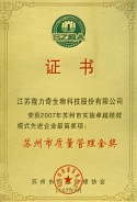 Suzhou Quality Management Award